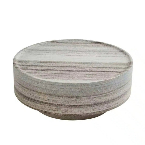 English Elm Round Drum Coffee Table with Stone Look Matte Finish for Modern Minimalist Living Rooms W2085P528809