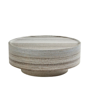 English Elm Round Drum Coffee Table with Stone Look Matte Finish for Modern Minimalist Living Rooms W2085P528809
