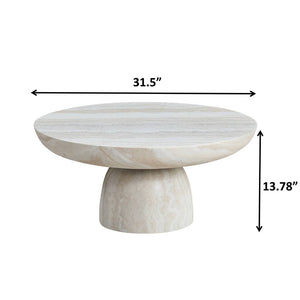 English Elm Mushroom Fiberglass Sculptural Coffee Table with Pedestal Base for Modern Living Rooms W2085S00080