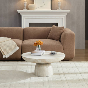 English Elm Mushroom Fiberglass Sculptural Coffee Table with Pedestal Base for Modern Living Rooms W2085S00080