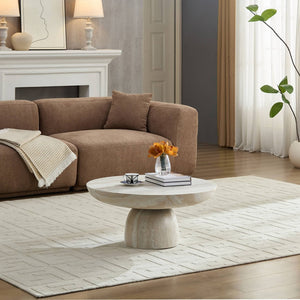 English Elm Mushroom Fiberglass Sculptural Coffee Table with Pedestal Base for Modern Living Rooms W2085S00080