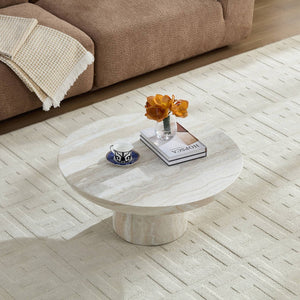 English Elm Mushroom Fiberglass Sculptural Coffee Table with Pedestal Base for Modern Living Rooms W2085S00080
