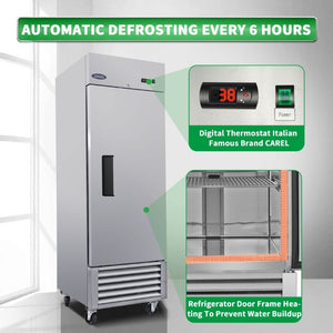 English Elm Orikool Stainless Steel Reach in Commercial Refrigerator 23 Cu Ft ETL Certified Upright W2095126109