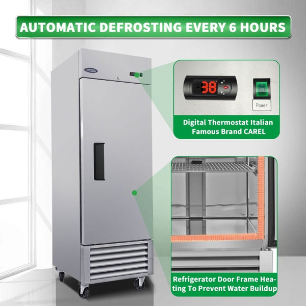 English Elm Orikool Stainless Steel Reach in Commercial Refrigerator 23 Cu Ft ETL Certified Upright W2095126109