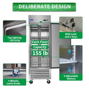 English Elm Orikool Stainless Steel Reach in Commercial Refrigerator 23 Cu Ft ETL Certified Upright W2095126109