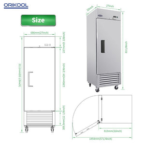 English Elm Orikool 23 Cu Ft Stainless Steel Upright Commercial Reach in Freezer with Digital Control W2095126110