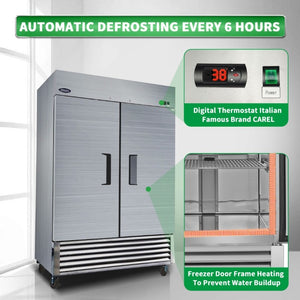 English Elm Orikool 49 Cu Ft Stainless Steel Reach-In Commercial Refrigerator with Dual Solid Doors W2095126111