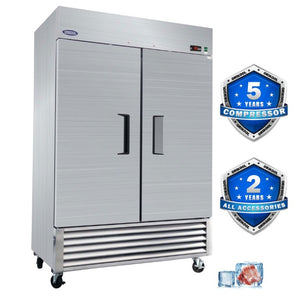 English Elm Orikool 49 Cu Ft Stainless Steel Commercial Reach in Freezer with Dual Solid Doors ETL W2095126112