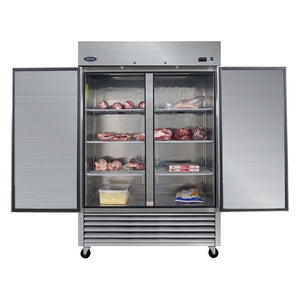 English Elm Orikool 49 Cu Ft Stainless Steel Commercial Reach in Freezer with Dual Solid Doors ETL W2095126112