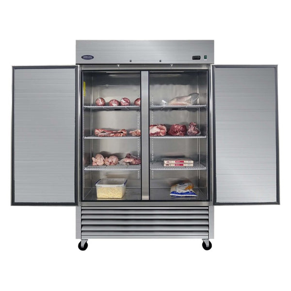 English Elm Orikool 49 Cu Ft Stainless Steel Commercial Reach in Freezer with Dual Solid Doors ETL W2095126112