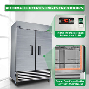 English Elm Orikool 49 Cu Ft Stainless Steel Commercial Reach in Freezer with Dual Solid Doors ETL W2095126112