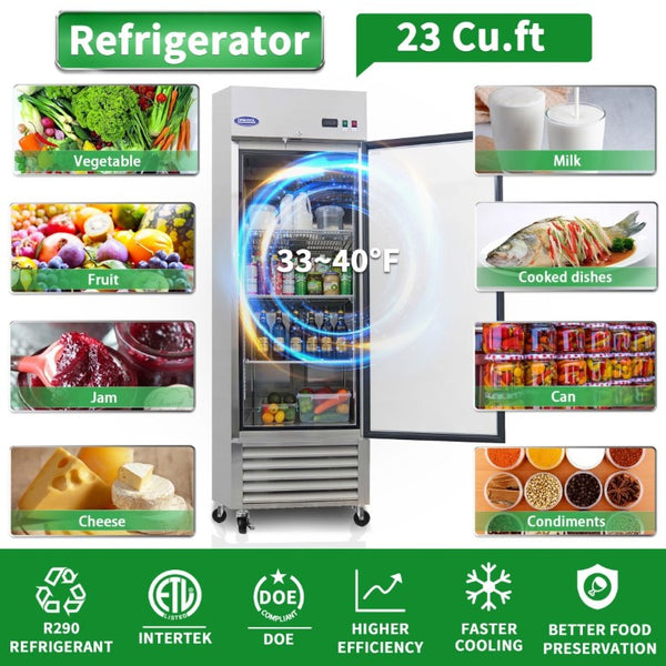 English Elm Orikool Stainless Steel Reach-In Merchandiser with Swing Glass Door and LED Lighting W2095126113