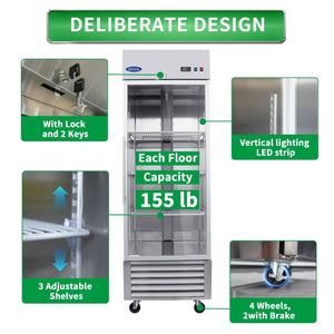 English Elm Orikool Stainless Steel Reach-In Merchandiser with Swing Glass Door and LED Lighting W2095126113