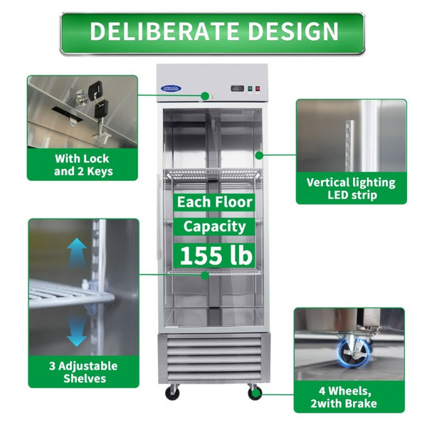 English Elm Orikool Stainless Steel Reach-In Merchandiser with Swing Glass Door and LED Lighting W2095126113