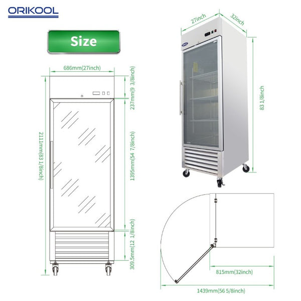 English Elm Orikool Stainless Steel Reach-In Merchandiser with Swing Glass Door and LED Lighting W2095126113