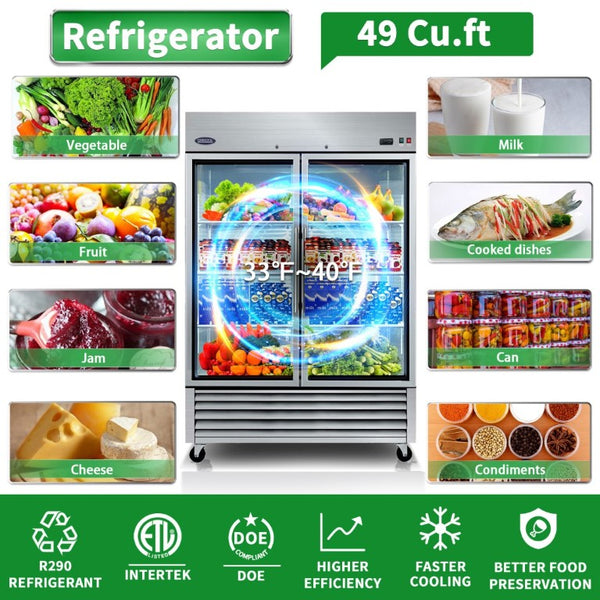 English Elm Orikool 49 Cu Ft Stainless Steel Reach in Merchandiser with Tempered Glass Door W2095126114