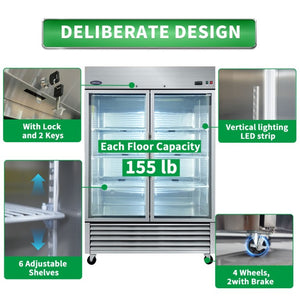 English Elm Orikool 49 Cu Ft Stainless Steel Reach in Merchandiser with Tempered Glass Door W2095126114