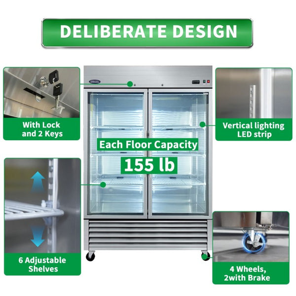English Elm Orikool 49 Cu Ft Stainless Steel Reach in Merchandiser with Tempered Glass Door W2095126114