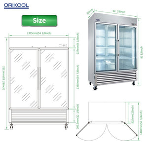 English Elm Orikool 49 Cu Ft Stainless Steel Reach in Merchandiser with Tempered Glass Door W2095126114