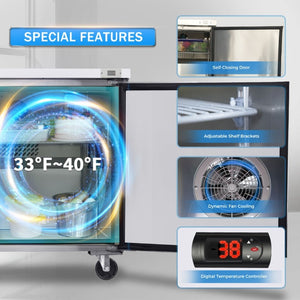 English Elm Orikool Stainless Steel Undercounter Commercial Refrigerator 8 Cu Ft with Auto Defrost W2095126115