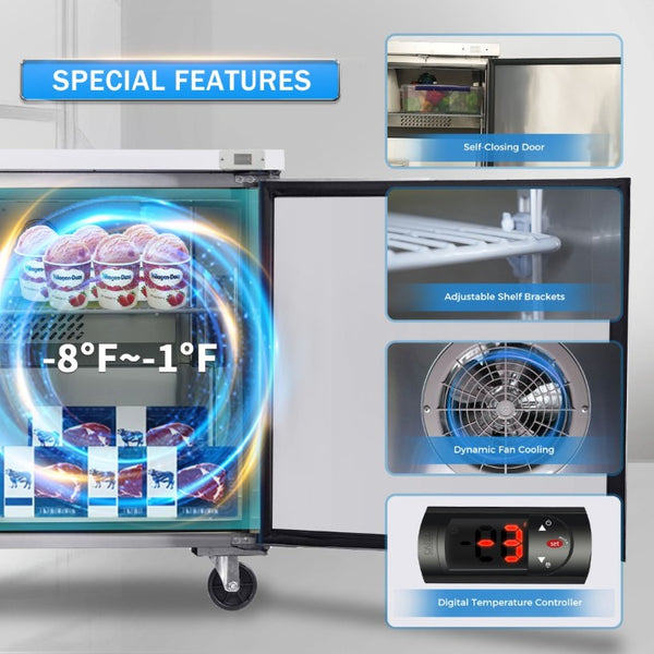 English Elm Orikool Stainless Steel Undercounter Commercial Freezer 8 Cu Ft ETL Certified Kitchen Unit W2095126116