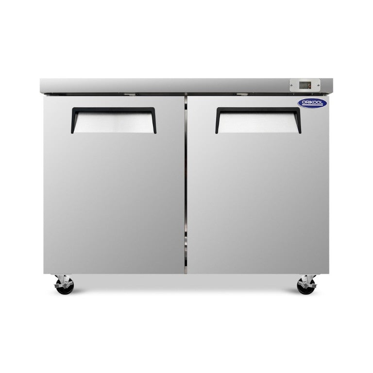English Elm Orikool 48 Inch Stainless Steel Commercial Undercounter Freezer with Dual Self Closing Doors W2095126118