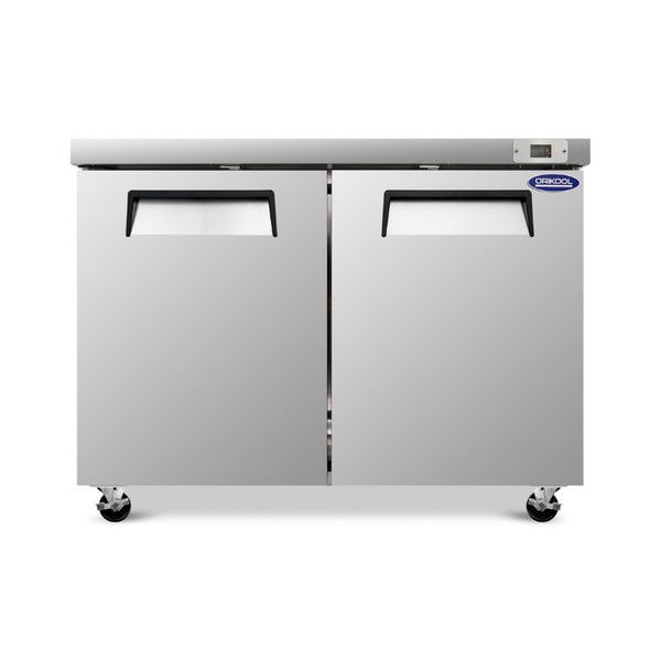 English Elm Orikool 48 Inch Stainless Steel Commercial Undercounter Freezer with Dual Self Closing Doors W2095126118