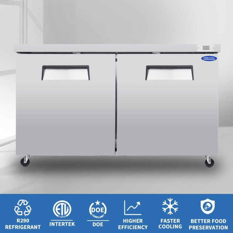 English Elm Orikool Stainless Steel Undercounter Commercial Refrigerator 18.5 Cu Ft Dual Door W2095126119