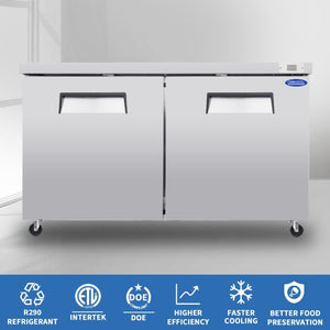 English Elm Orikool Stainless Steel Undercounter Commercial Refrigerator 18.5 Cu Ft Dual Door W2095126119