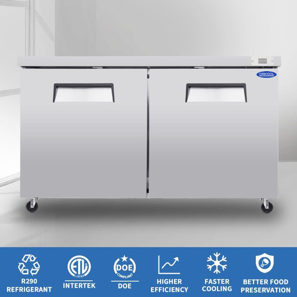 English Elm Orikool Stainless Steel Undercounter Commercial Refrigerator 18.5 Cu Ft Dual Door W2095126119