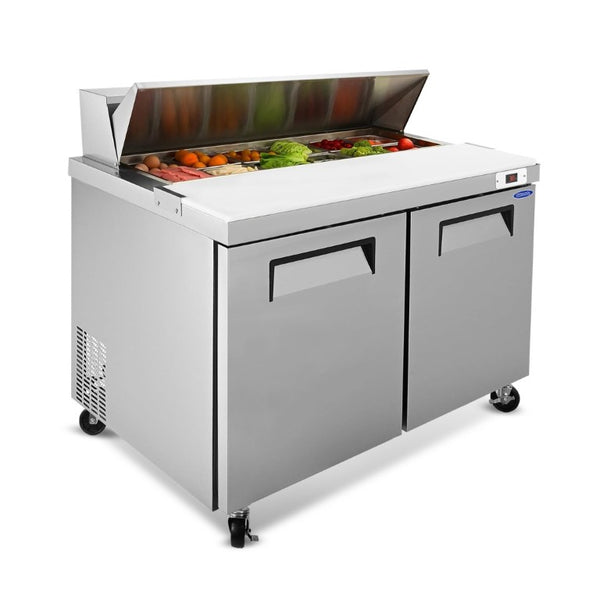 English Elm Orikool 48 Inch Stainless Steel Sandwich Prep Table with Butcher Block and ETL Cert W2095126122