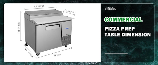 English Elm Orikool 44 Inch Refrigerated Pizza Prep Station with Stainless Steel and Butcher Block Top W2095126125
