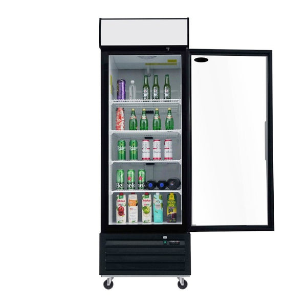 English Elm Orikool 19.3 Cu Ft Commercial Glass Door Refrigerator with LED Branding Panel W2095126136
