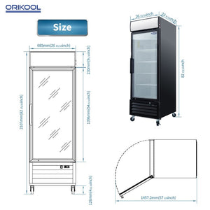 English Elm Orikool 19.3 Cu Ft Commercial Glass Door Refrigerator with LED Branding Panel W2095126136
