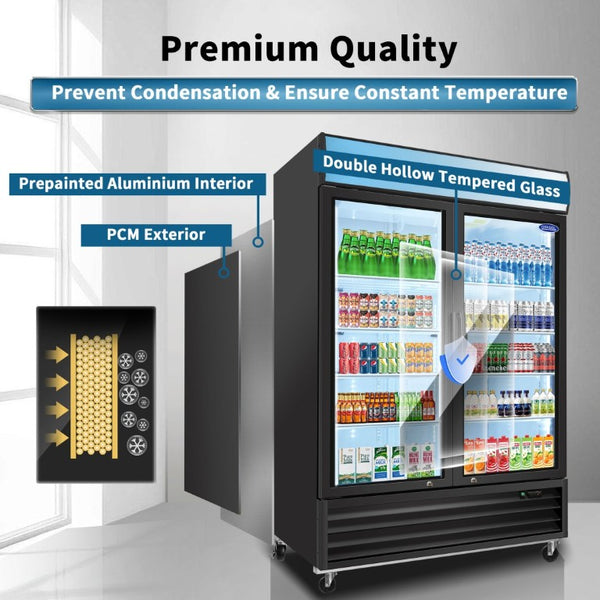 English Elm Orikool Commercial Glass Door Merchandiser 44 Cu Ft with LED Panel and Swing Access W2095126137