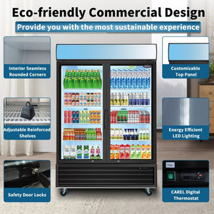English Elm Orikool Commercial Glass Door Merchandiser 44 Cu Ft with LED Panel and Swing Access W2095126137