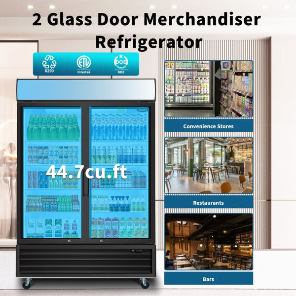 English Elm Orikool Commercial Glass Door Merchandiser 44 Cu Ft with LED Panel and Swing Access W2095126137