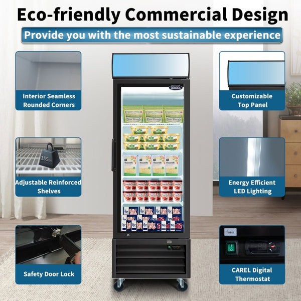 English Elm Orikool Commercial Reach in Display Freezer with Triple Glass Door and LED Branding Panel W2095126138