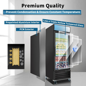 English Elm Orikool Commercial Reach in Display Freezer with Triple Glass Door and LED Branding Panel W2095126138