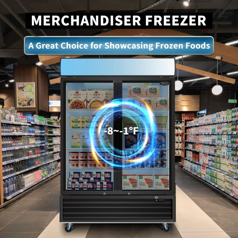 English Elm Orikool 44.7 Cu Ft Commercial Reach in Display Freezer with Tempered Glass Doors W2095126139