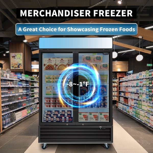 English Elm Orikool 44.7 Cu Ft Commercial Reach in Display Freezer with Tempered Glass Doors W2095126139