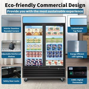 English Elm Orikool 44.7 Cu Ft Commercial Reach in Display Freezer with Tempered Glass Doors W2095126139