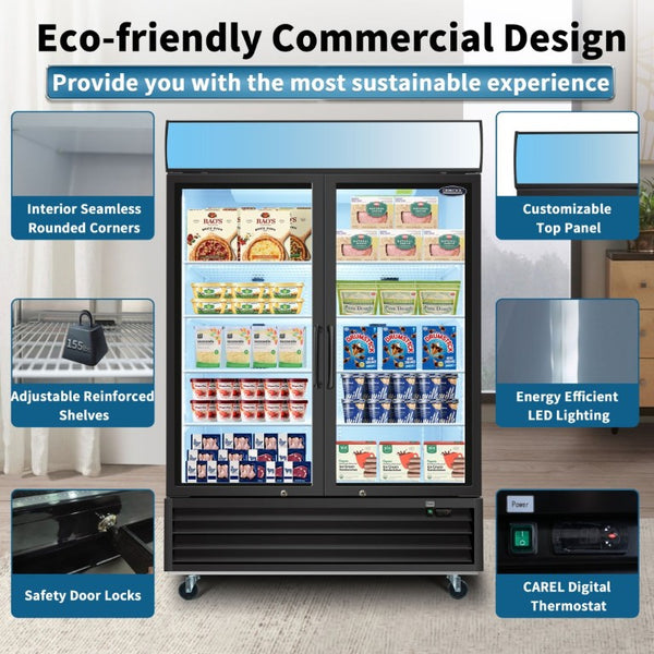 English Elm Orikool 44.7 Cu Ft Commercial Reach in Display Freezer with Tempered Glass Doors W2095126139