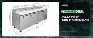 English Elm Orikool 93 Inch Refrigerated Pizza Prep Table Stainless Steel Commercial Kitchen Unit W2095126428