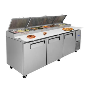 English Elm Orikool 93 Inch Refrigerated Pizza Prep Table Stainless Steel Commercial Kitchen Unit W2095126428