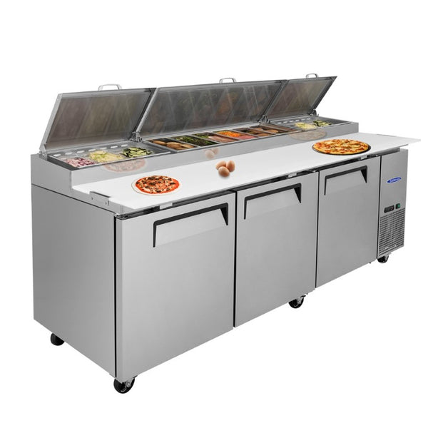 English Elm Orikool 93 Inch Refrigerated Pizza Prep Table Stainless Steel Commercial Kitchen Unit W2095126428
