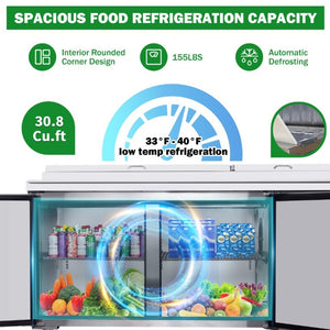 English Elm Orikool 93 Inch Refrigerated Pizza Prep Table Stainless Steel Commercial Kitchen Unit W2095126428