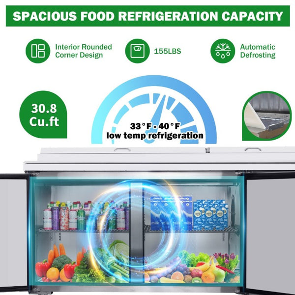 English Elm Orikool 93 Inch Refrigerated Pizza Prep Table Stainless Steel Commercial Kitchen Unit W2095126428