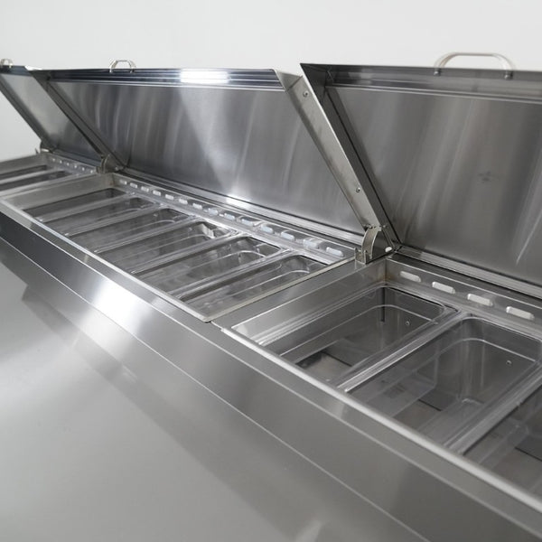 English Elm Orikool 93 Inch Refrigerated Pizza Prep Table Stainless Steel Commercial Kitchen Unit W2095126428