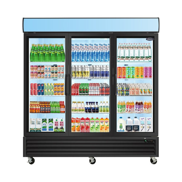 English Elm Orikool 70 Cu Ft Commercial Glass Door Merchandiser with LED Branding Panel W2095126614